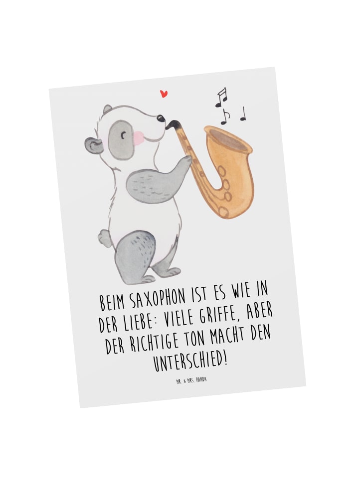 Postkarte Saxophon Liebe mit Spruch in Weiß