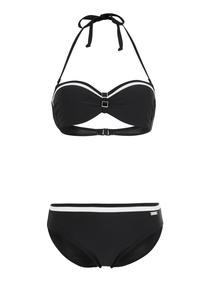 Bügel-Bandeau-Bikini in schwarz