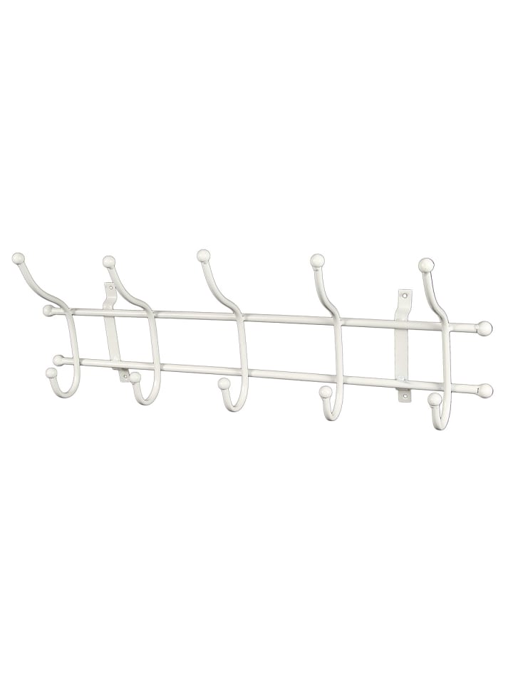 Garderobe mit 10 Haken in Weiß - 62 cm