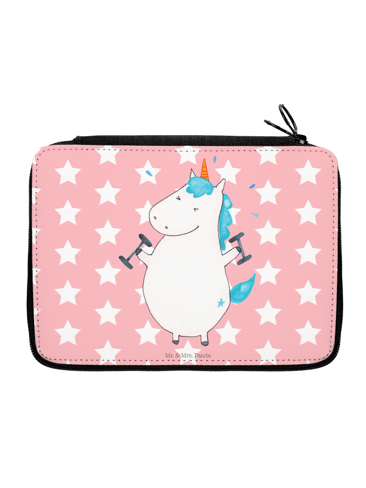Mäppchen Einhorn Fitness ohne Spruch in Rot Pastell