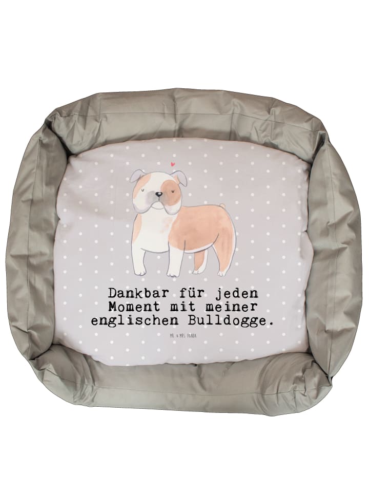 Hundematte Englische Bulldogge Moment mit Spruch in Grau Pastell