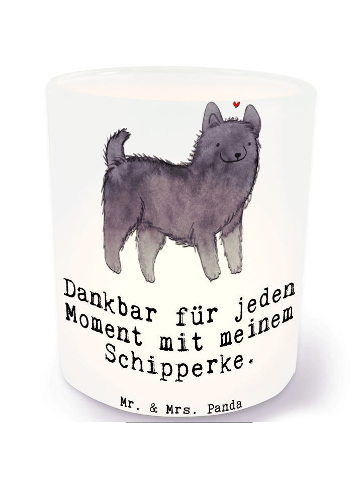 Windlicht Schipperke Moment mit Spruch in Transparent