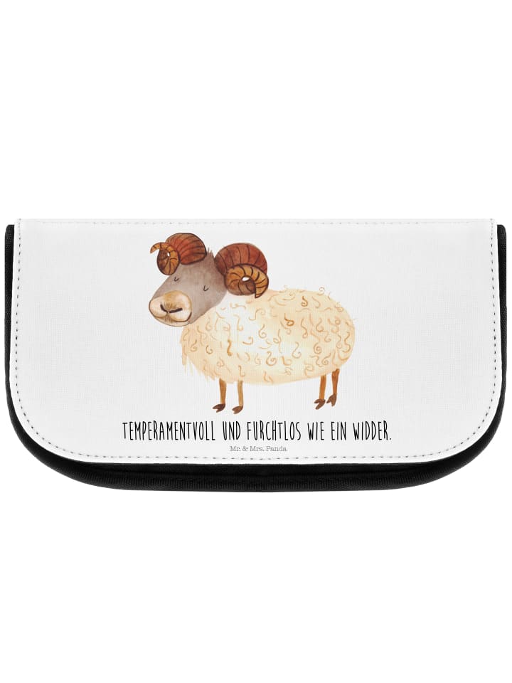 Kulturtasche Sternzeichen Widder mit Spruch in Weiß