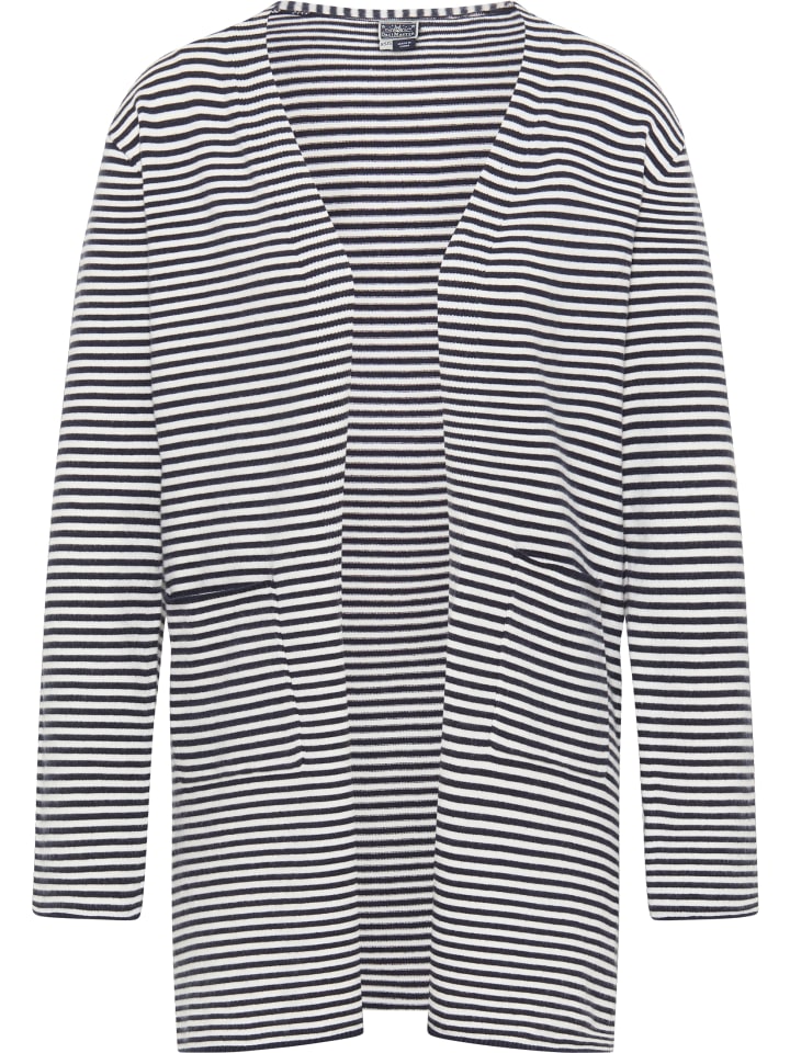 Damen Cardigan in Marine Wollweiss