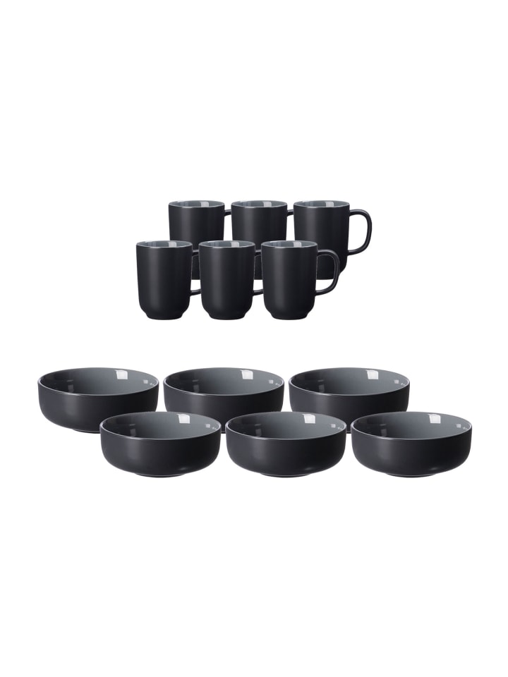 12er Set Brunchset Jasper in Schwarz