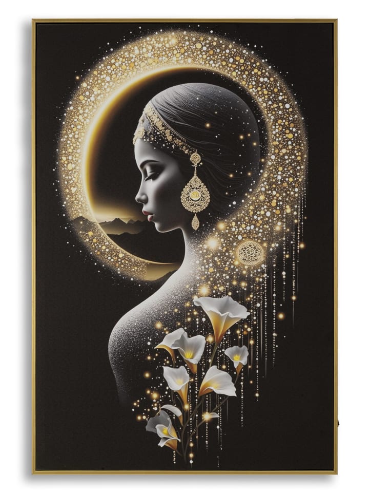 Gemälde auf lackierter Leinwand mit LEDs, 60 x 3,5 x 90 cm