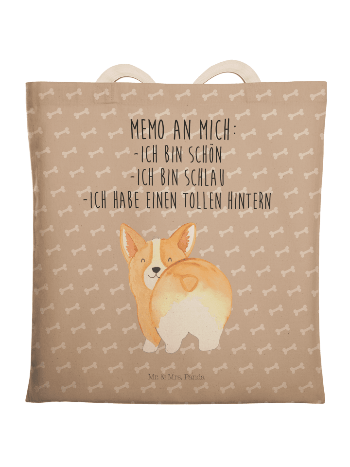 Shopping Bag Corgi Po mit Spruch in Hundeglück
