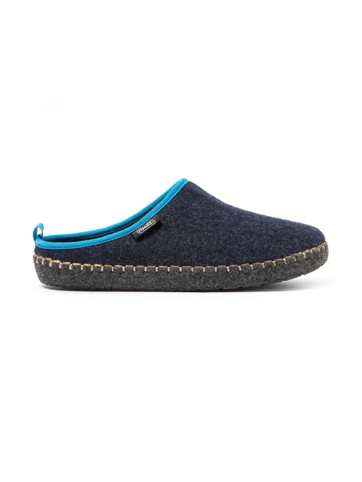 Hausschuhe "Zueco Rim" in Dunkelmarine/Hellblau