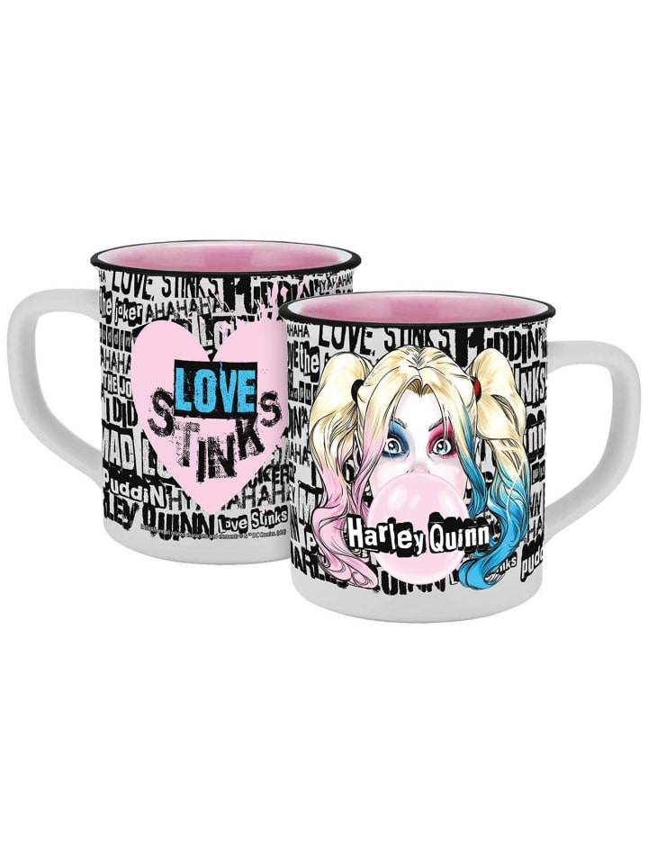 Tasse Harley Quinn Emaille-Optik in Weiß - 400ml