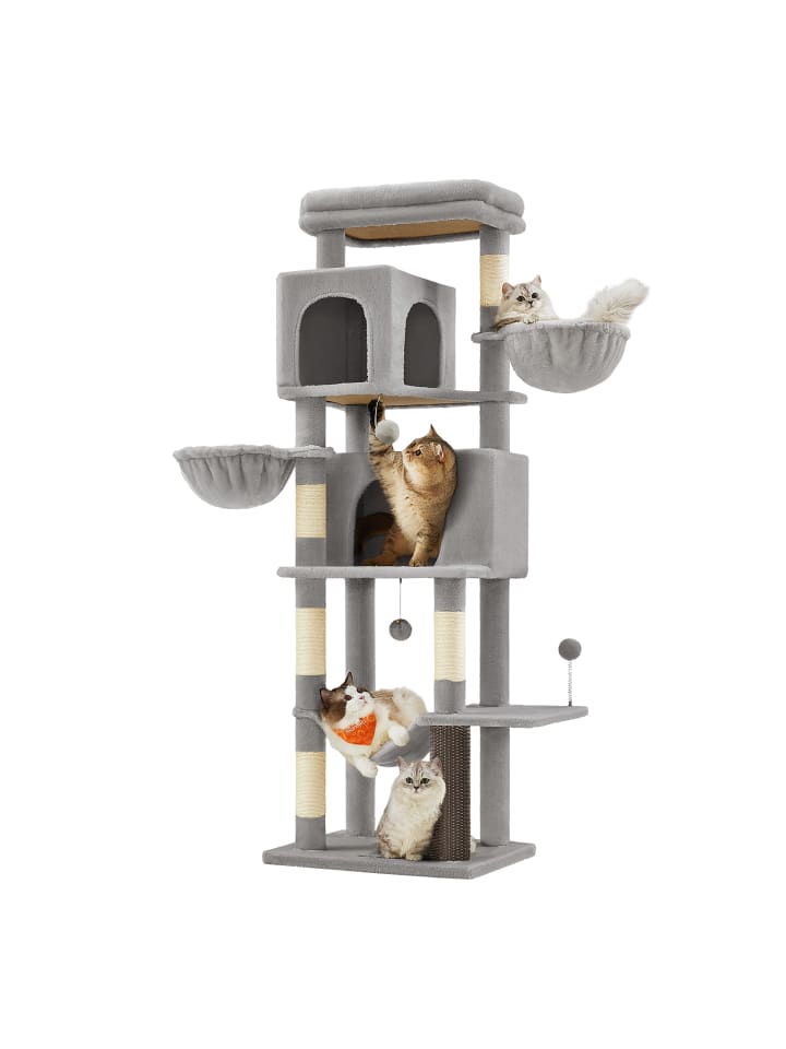Katzenbaum Clawfy in Grau - (B)43 x (H)174 x (T)55 cm
