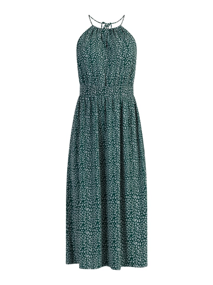 Damen Midikleid Aus Chiffon in Grün Weiss