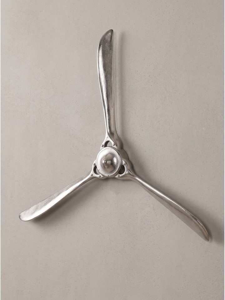 Wandpropeller organisch, Aluminium, handgefertigt, für Wohnzimmer in Silber