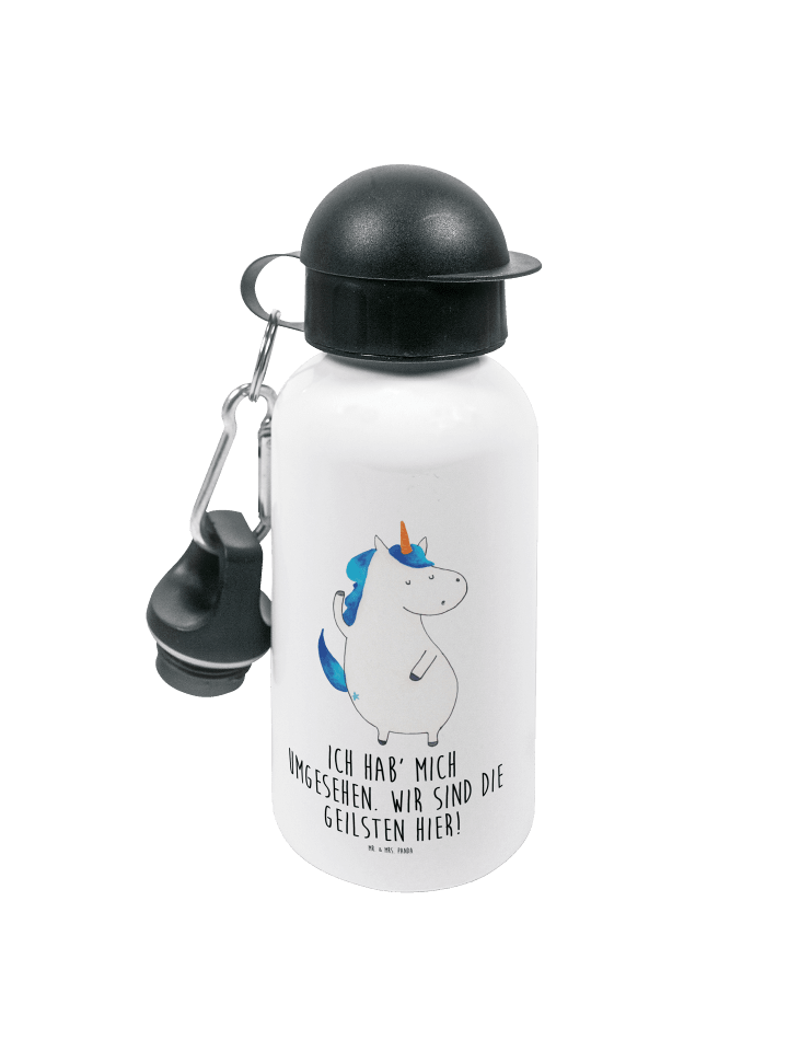 Trinkflasche Einhorn Mann mit Spruch in Weiß