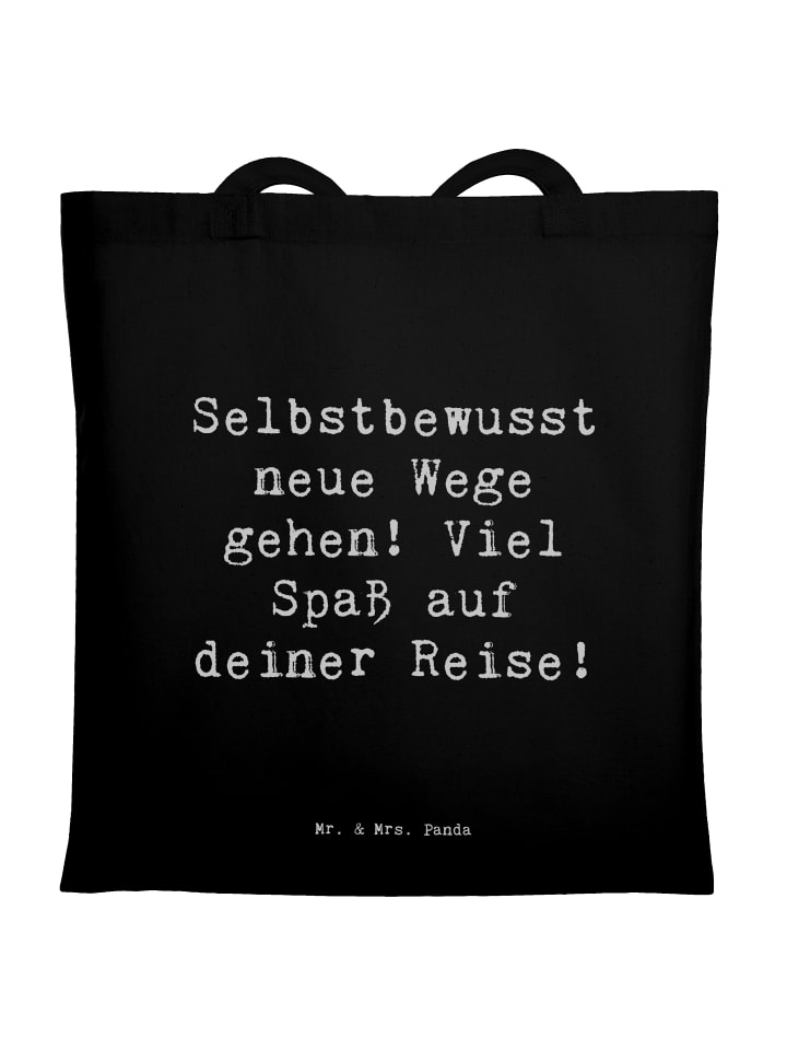 Tote Bag Spruch Alleine Reisen unternehmen mit ... in Schwarz