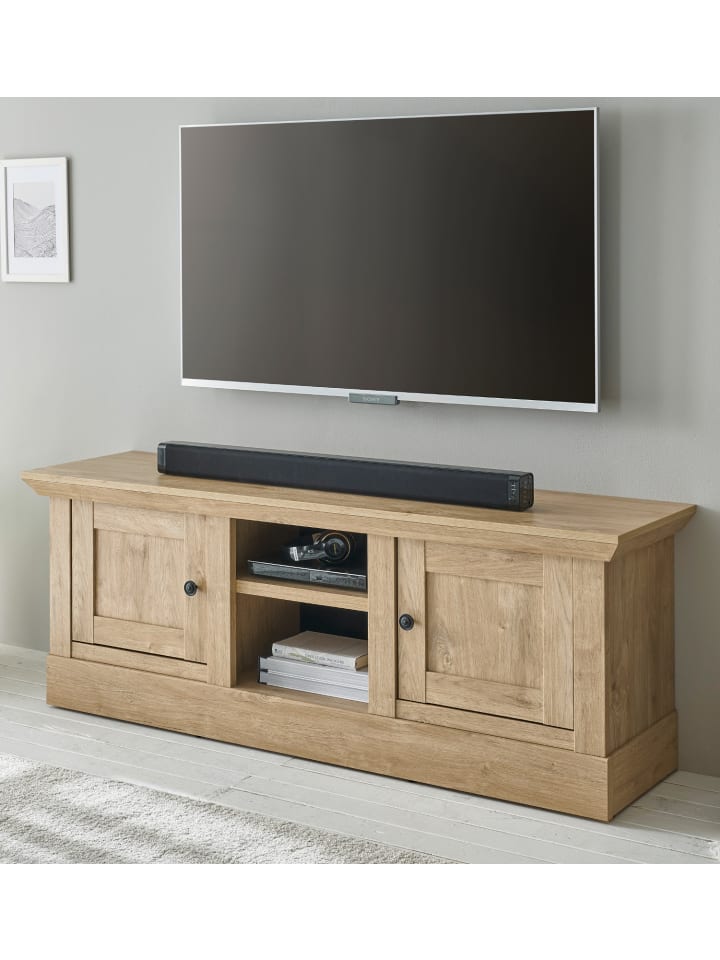 Lowboard Eiche Gold Landhaus 152 cm, Fernsehtisch mit Soft-Close