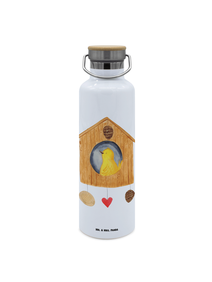 Trinkflasche Vogelhaus Home ohne Spruch in Weiß