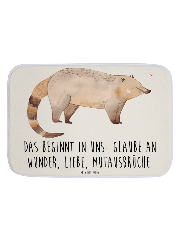 Badvorleger Nasenbaer mit Spruch in Weiß