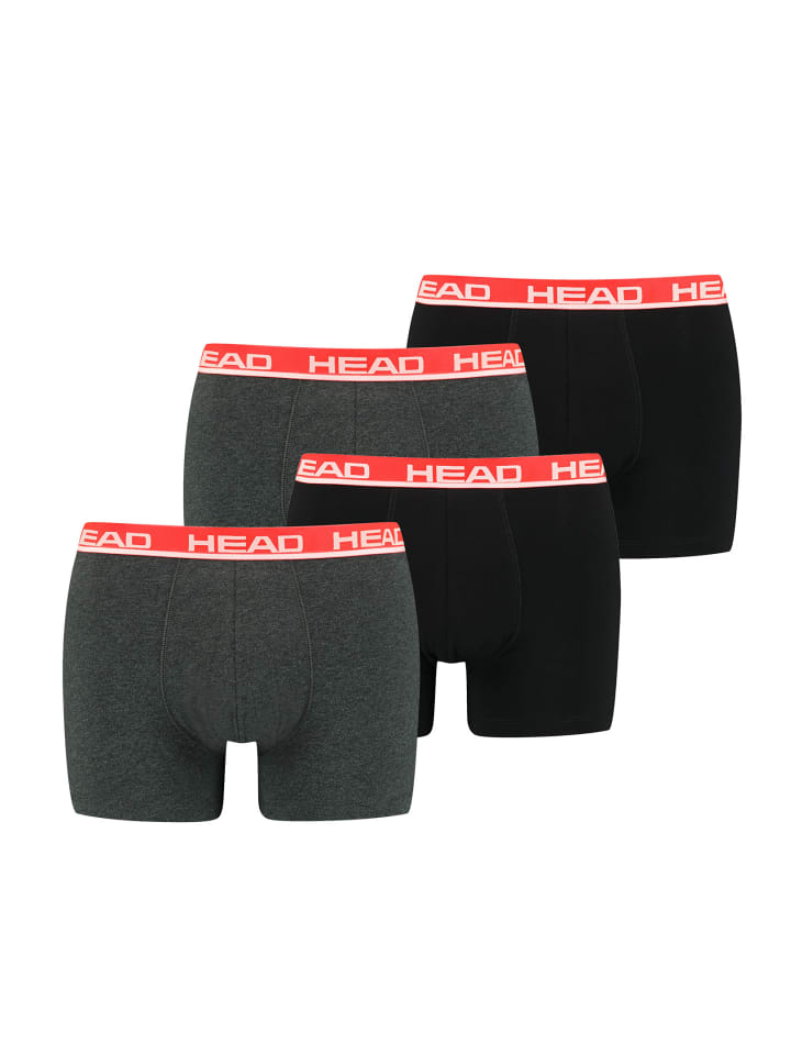 Boxershorts Head Basic Boxer 4P in 011 - Grey / Red