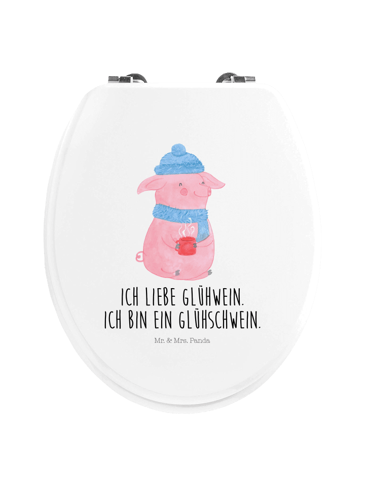 Toilettendeckel Schwein Glühwein mit Spruch in Weiß