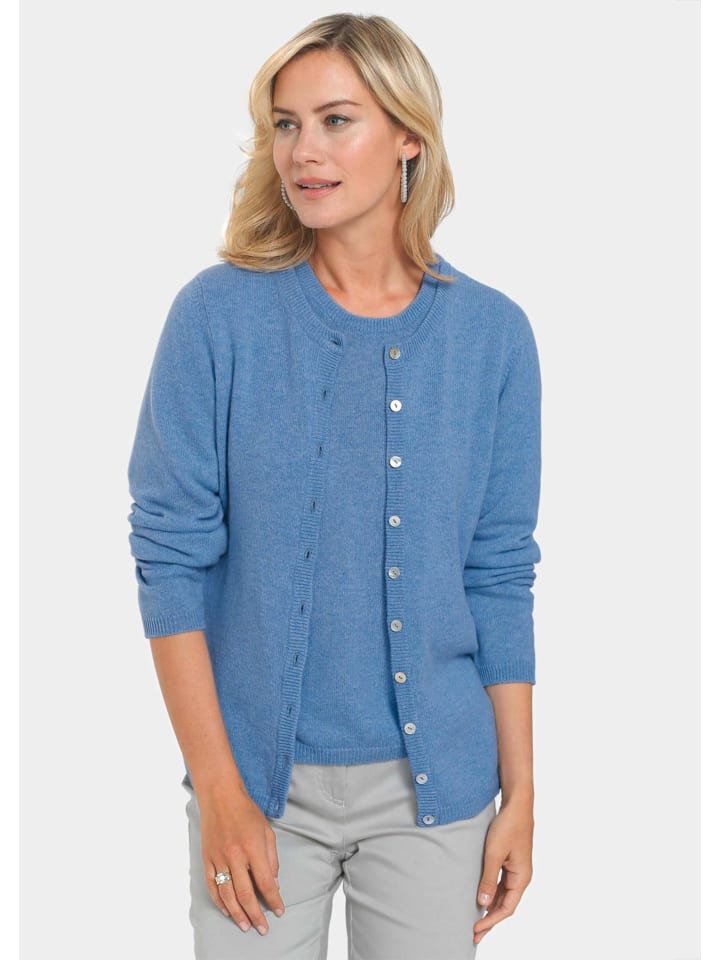 Eleganter Herbstcardigan mit Rundhals in himmelblau