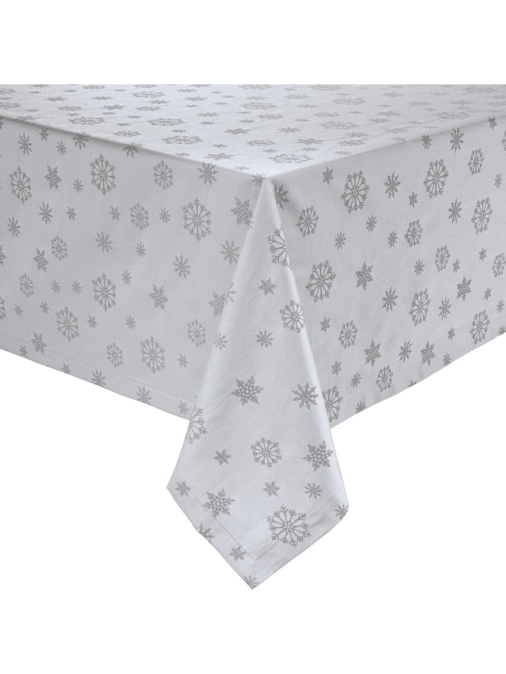 Jacquard, Baumwollmischung Tischdecke Marbella in silber