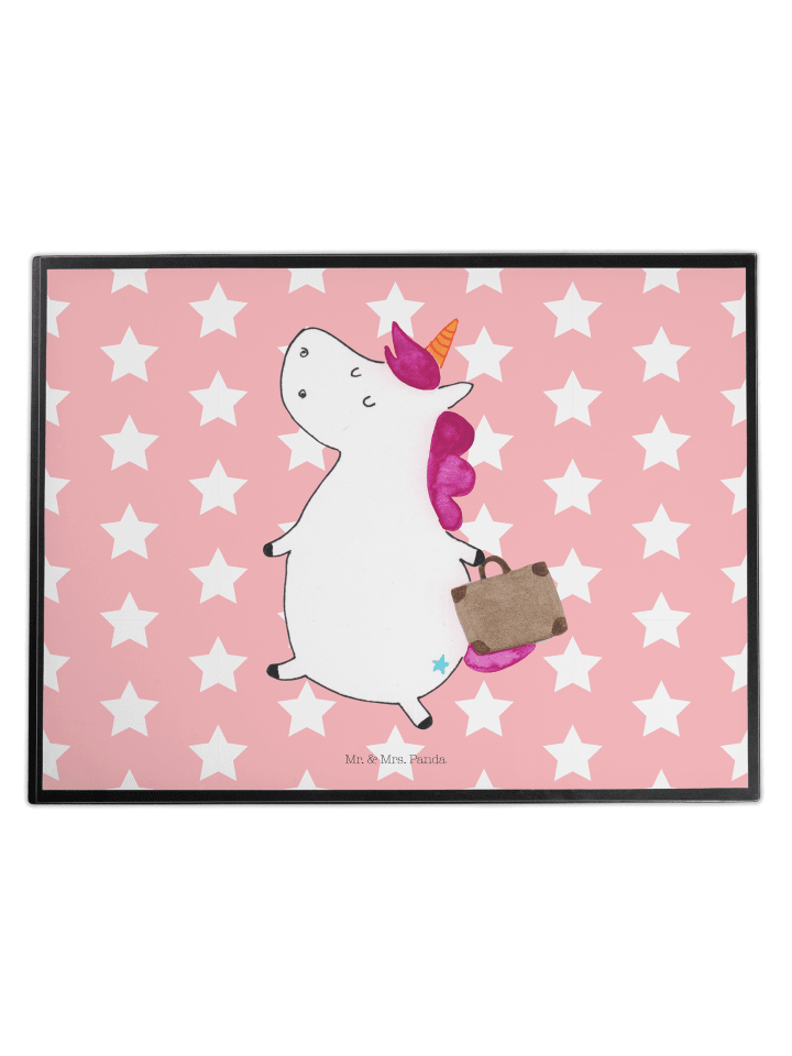 Tischmatte Einhorn Koffer ohne Spruch in Rot Pastell