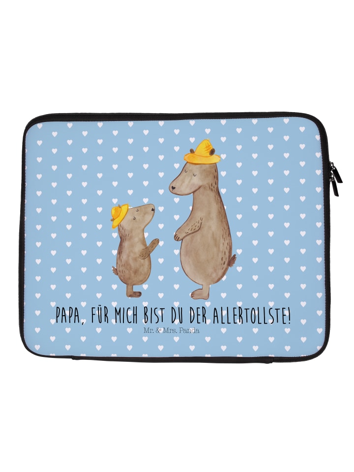 Notebook Tasche Bären mit Hut mit Spruch in Blau Pastell