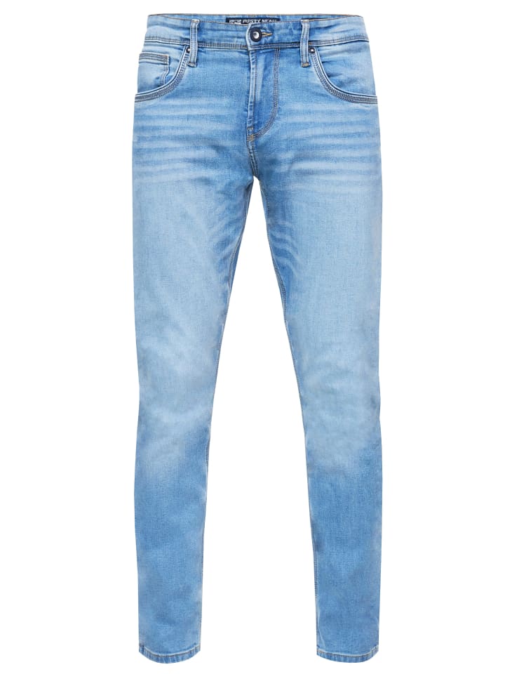 Light Blue Used Jeans Hose "MELVIN" Slim Fit Cotton-Stretch in Light Blue Used