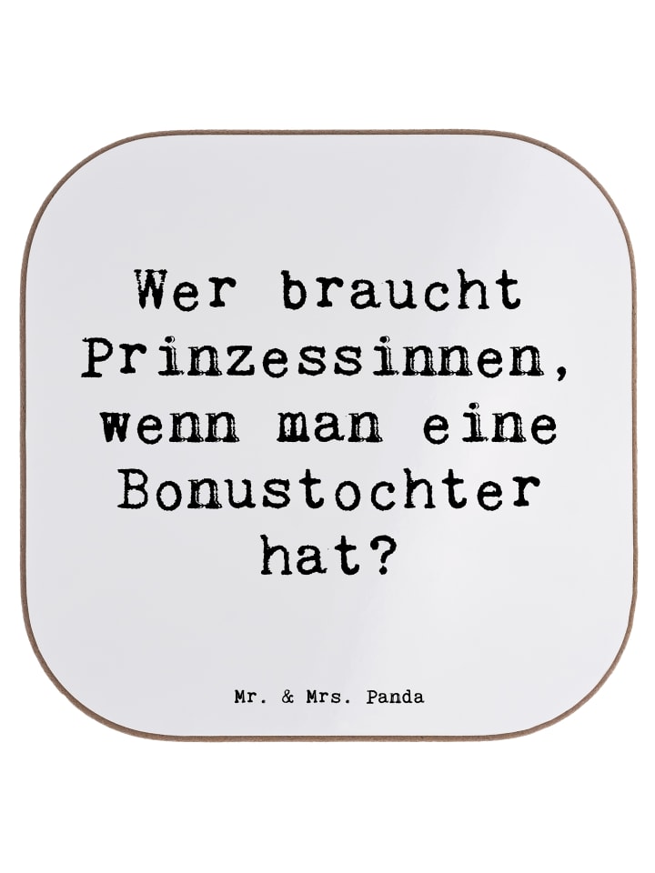 Untersetzer Bonustochter mit Spruch in Weiß