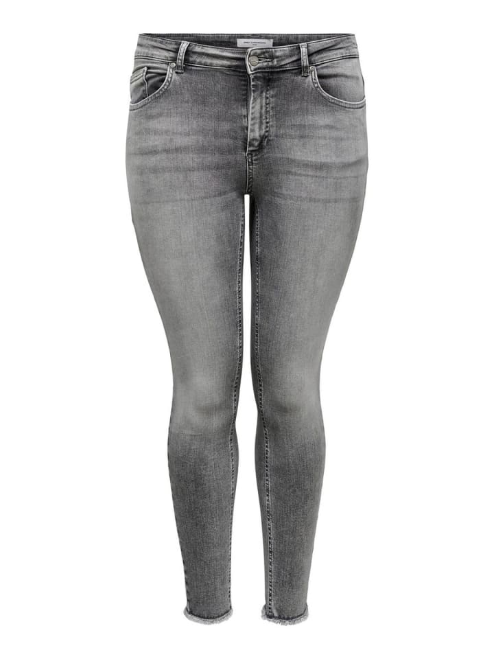 Skinny Stretch Jeans Curvy Plus Size Denim CARWILLY Übergröße in Grau