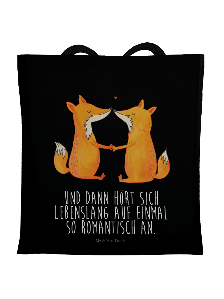 Tragetasche Füchse Liebe mit Spruch in Schwarz