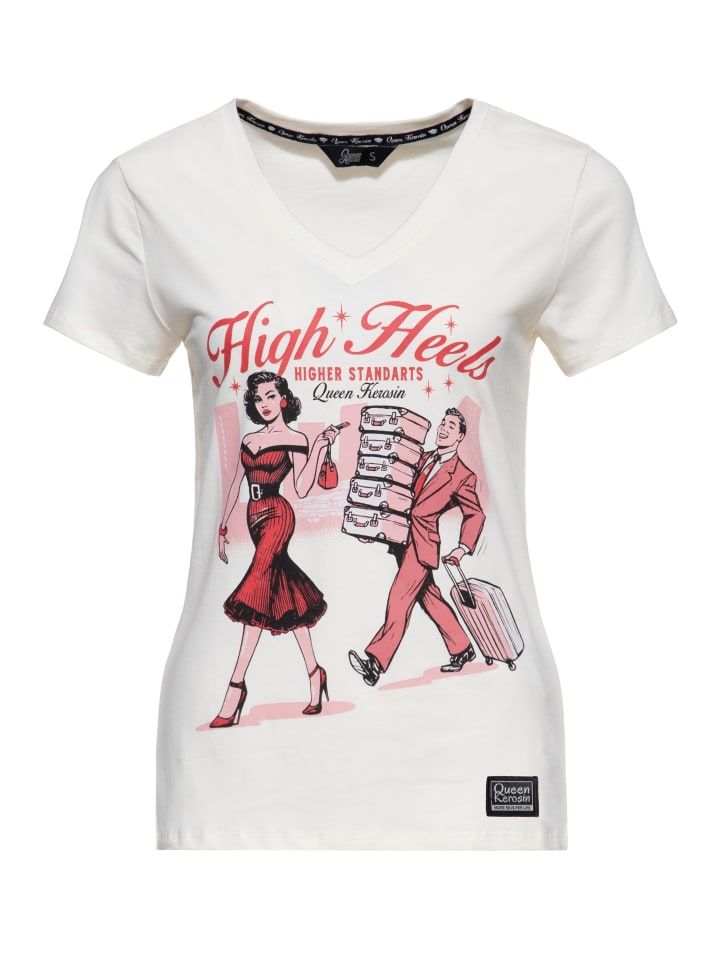 Queen Kerosin T-Shirt High Heels - Higher Standards in offwhite