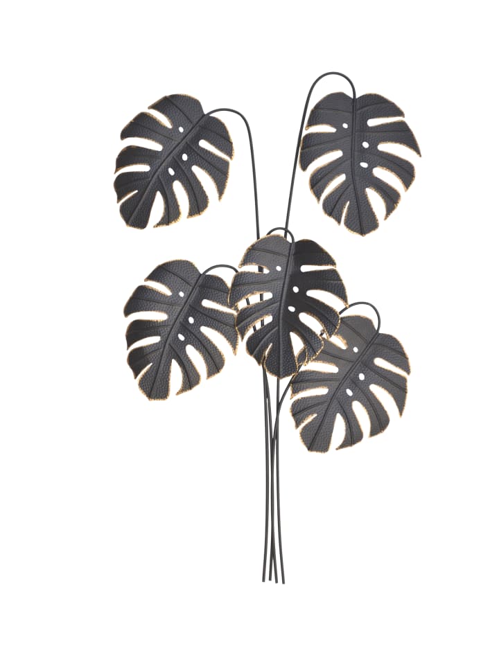 Wanddekoration Monstera in schwarz