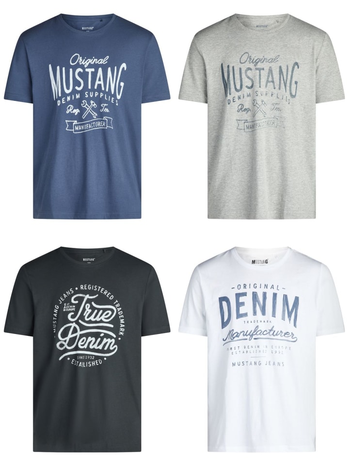 T-Shirt 4er Pack Mustang Herren T-Shirt in Mehrfarbig