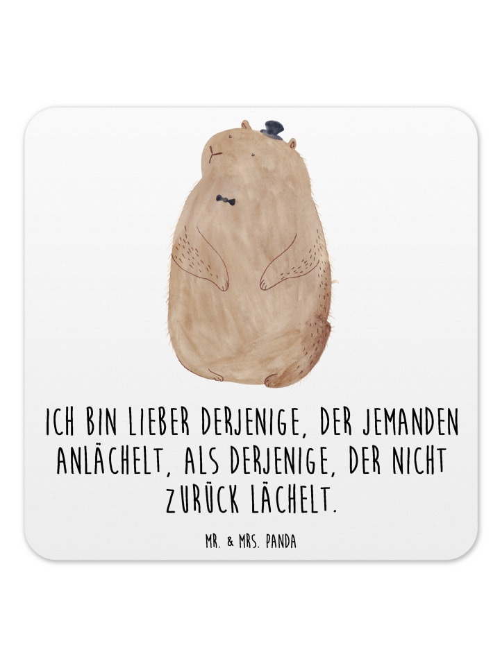 Coaster Murmeltier mit Spruch in Weiß