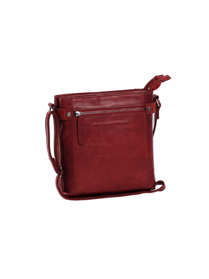 C48.1165 Laos Schultertasche / Tote Bag Antique Buff Crumbled Leder in red