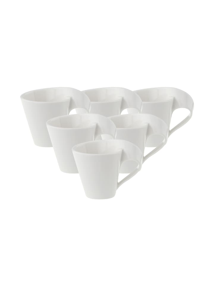 6er Set Mokka-/ Espressotasse NewWave in Weiß 80 ml