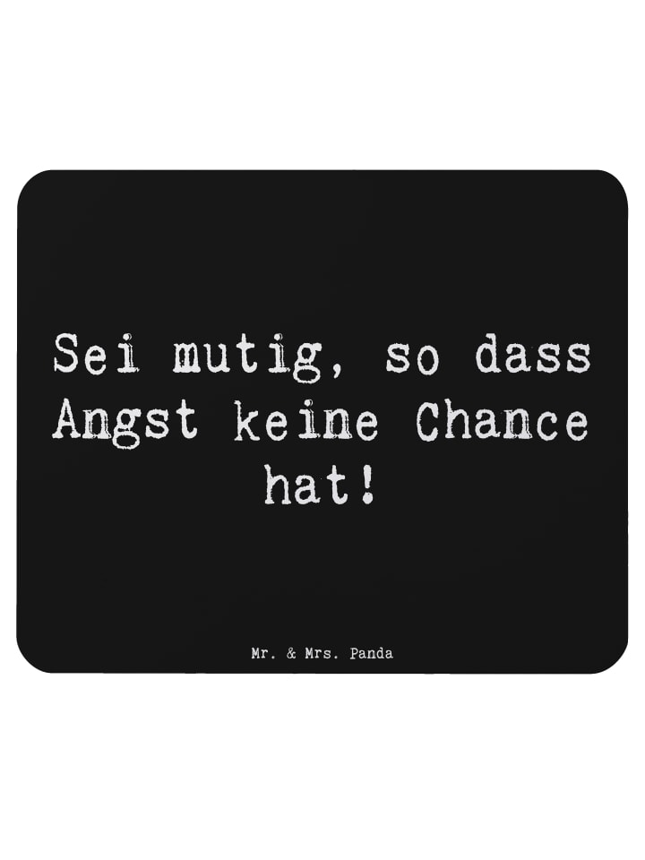 Maus-Pad Spruch Angst überwinden mit Spruch in Schwarz