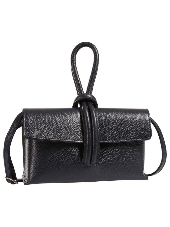 Toscanto Abendtasche, Umhängetasche Leder dunkelblau ca. 23cm