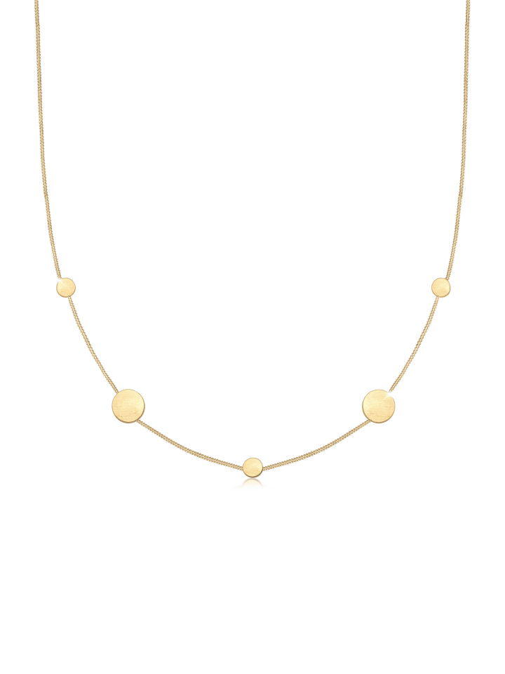 Halskette 925 Sterling Silber Geo, Kreis, Plättchen in Gold