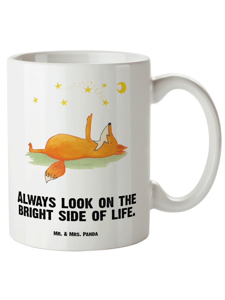 Große Teetasse Fuchs Sterne mit Spruch in Weiß