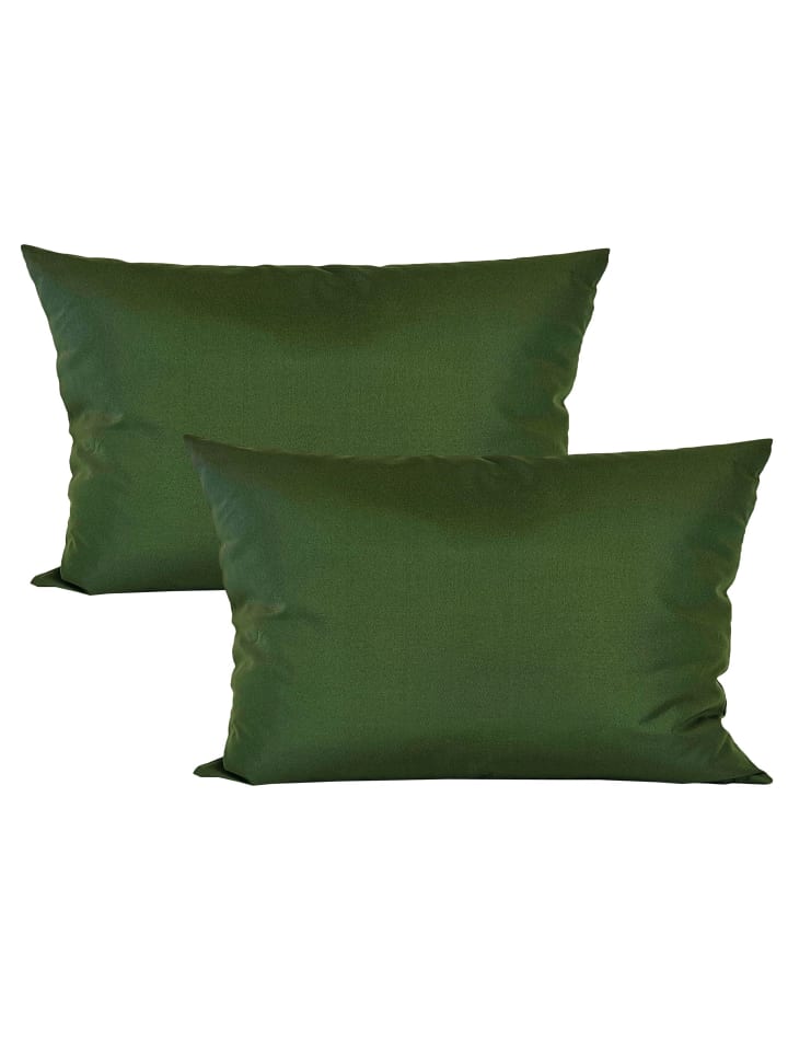 2er Set Outdoor Kissenhülle 40x60cm Uni in Oliv