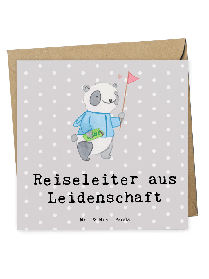 Klappkarte Reiseleiter Leidenschaft mit Spruch in Grau Pastell