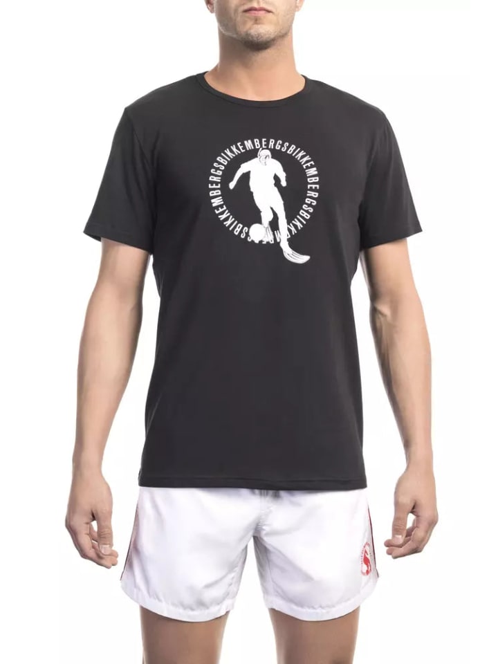 Schwarz Baumwolle Herren T-Shirt