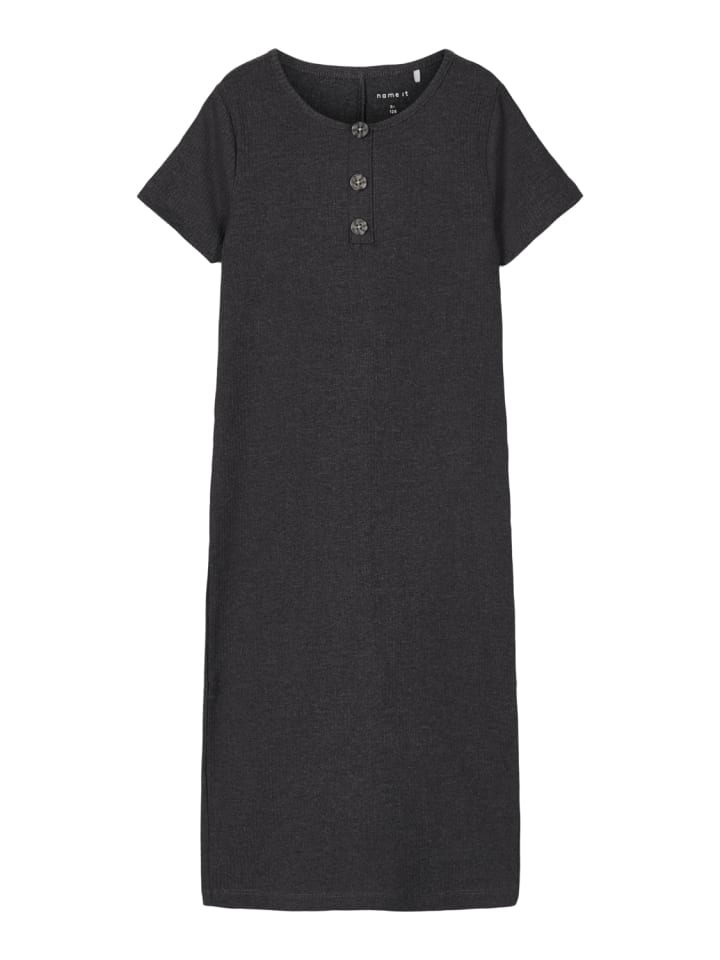 Mädchen Midi-Kleid Kurzarm in Grau