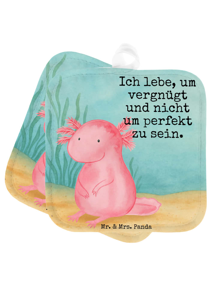 Topflappen Axolotl Niedlich Design mit Spruch in Weiß