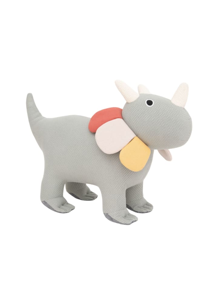 Mini Triceratops-Kuscheltier in Grau – (B)46 x (H)30 x (T)16 cm