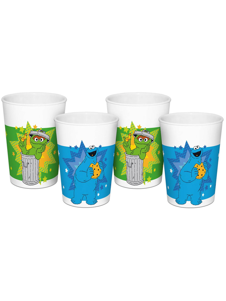 Trinkbecher Sesamstraße 4er Set in Blau - 330ml