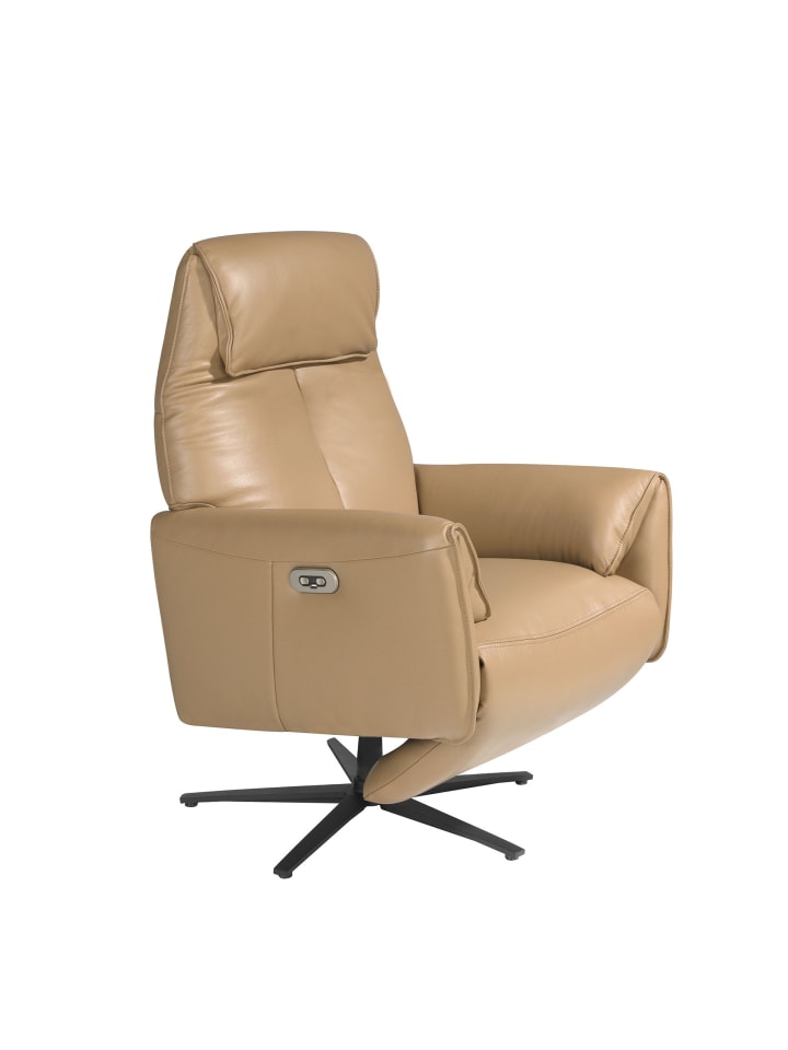 Relax-Drehsessel 5086 in Sand / Schwarz – (B)79 x (H)83 x (T)108 cm