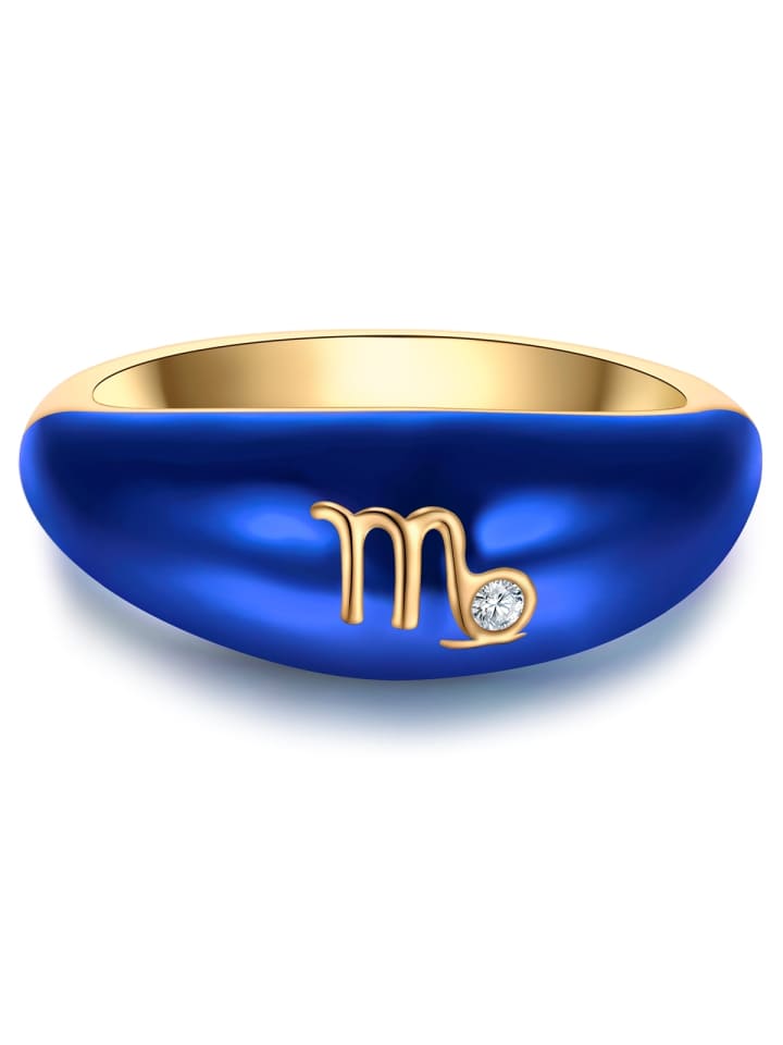 Ring Sternzeichen Jungfrau aus Sterling Silber mit Zirkonia in gelbgold